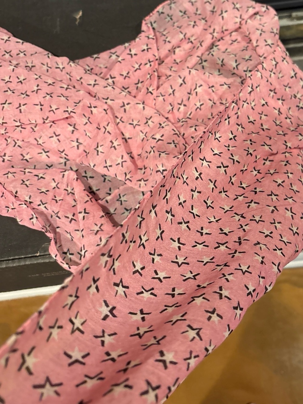 Saint Laurent Pink Scarf with Black and White Star Print